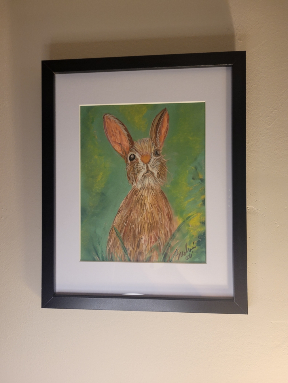 "Peter Rabbit"Soft Pastel on Pastel Paper Original Framed Artwork 12in X 15in - Picture 1 of 4